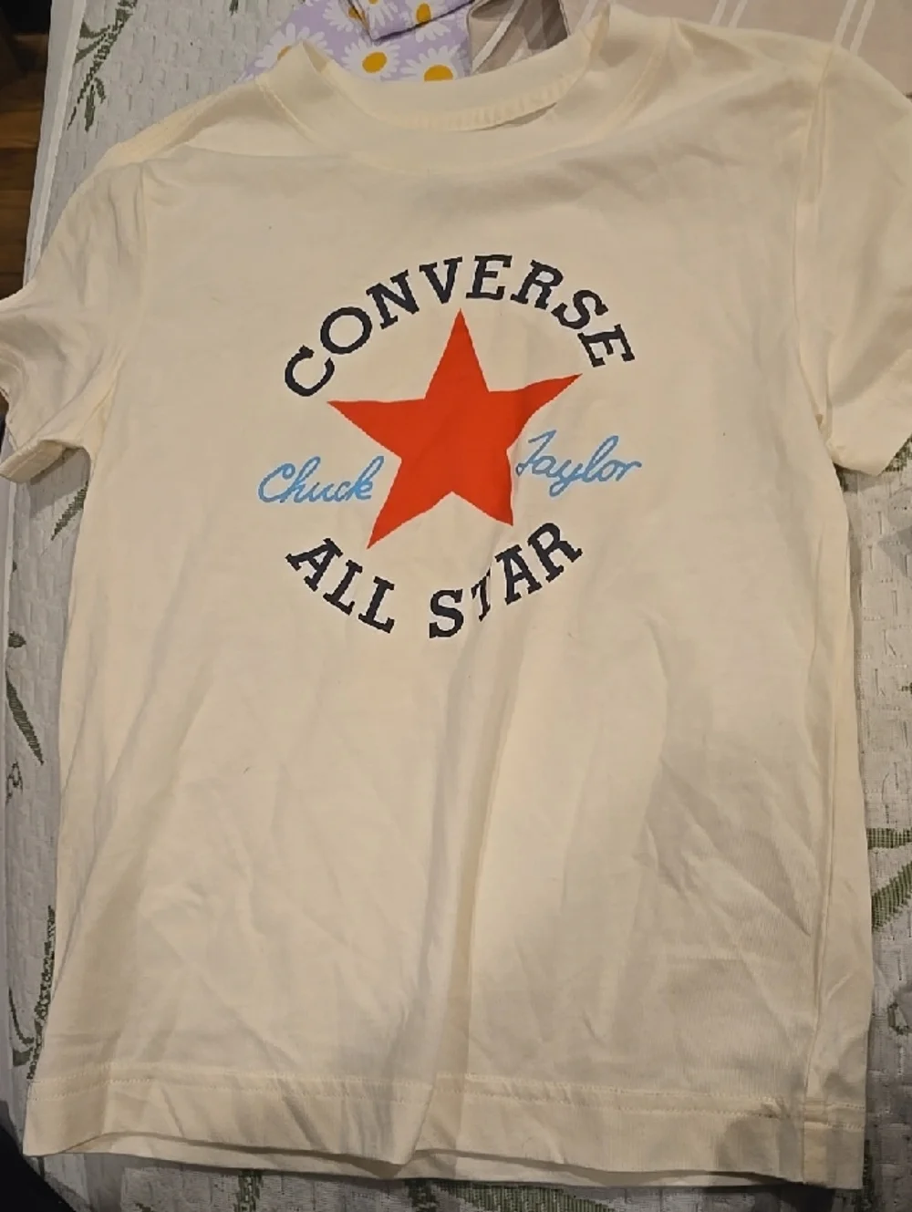 ❤️10/$40 New Converse Boys Tee in Egret with Vermillion Red Accent